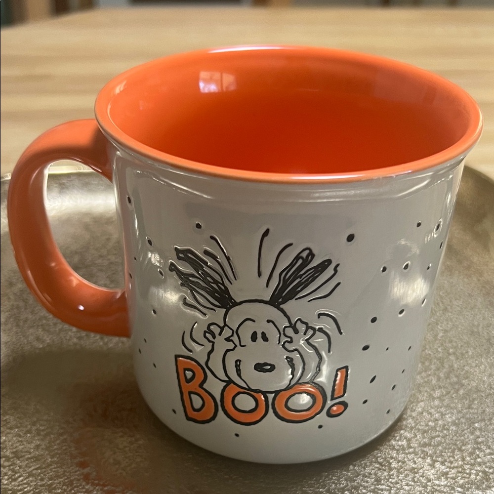 #1392=Peanuts “Boo!”Orange & White Halloween Mug